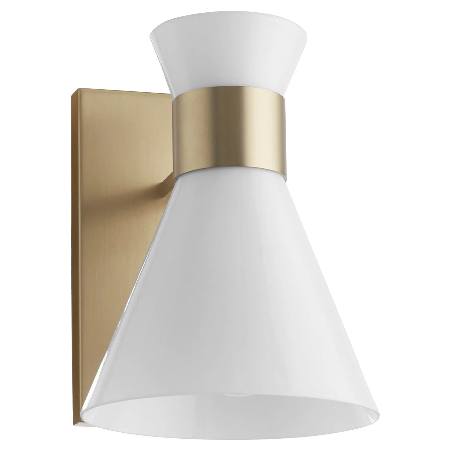 Quorum Beldar 5119-1-80 Wall Mount - Aged Brass W/ Gloss Opal