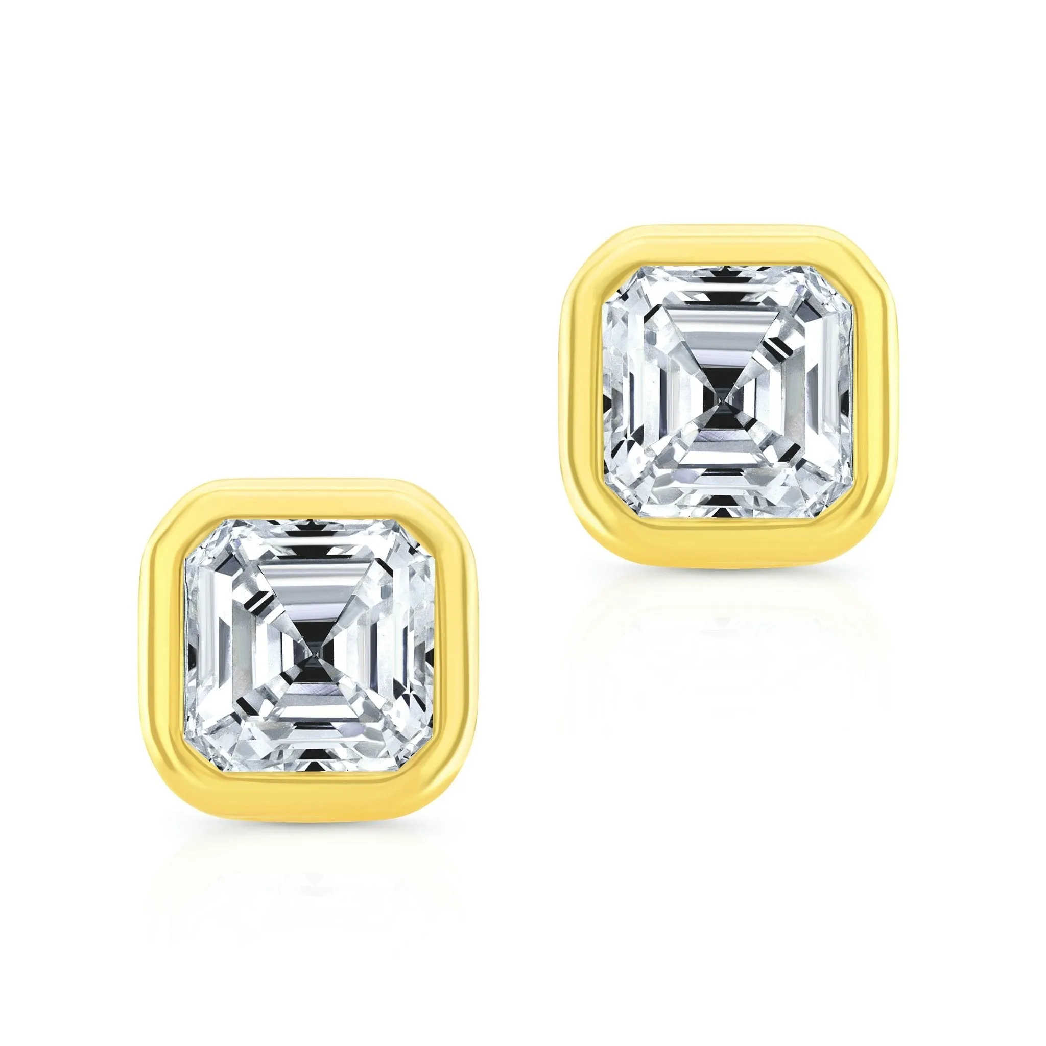 Radiant Cut Diamond Bezel Studs