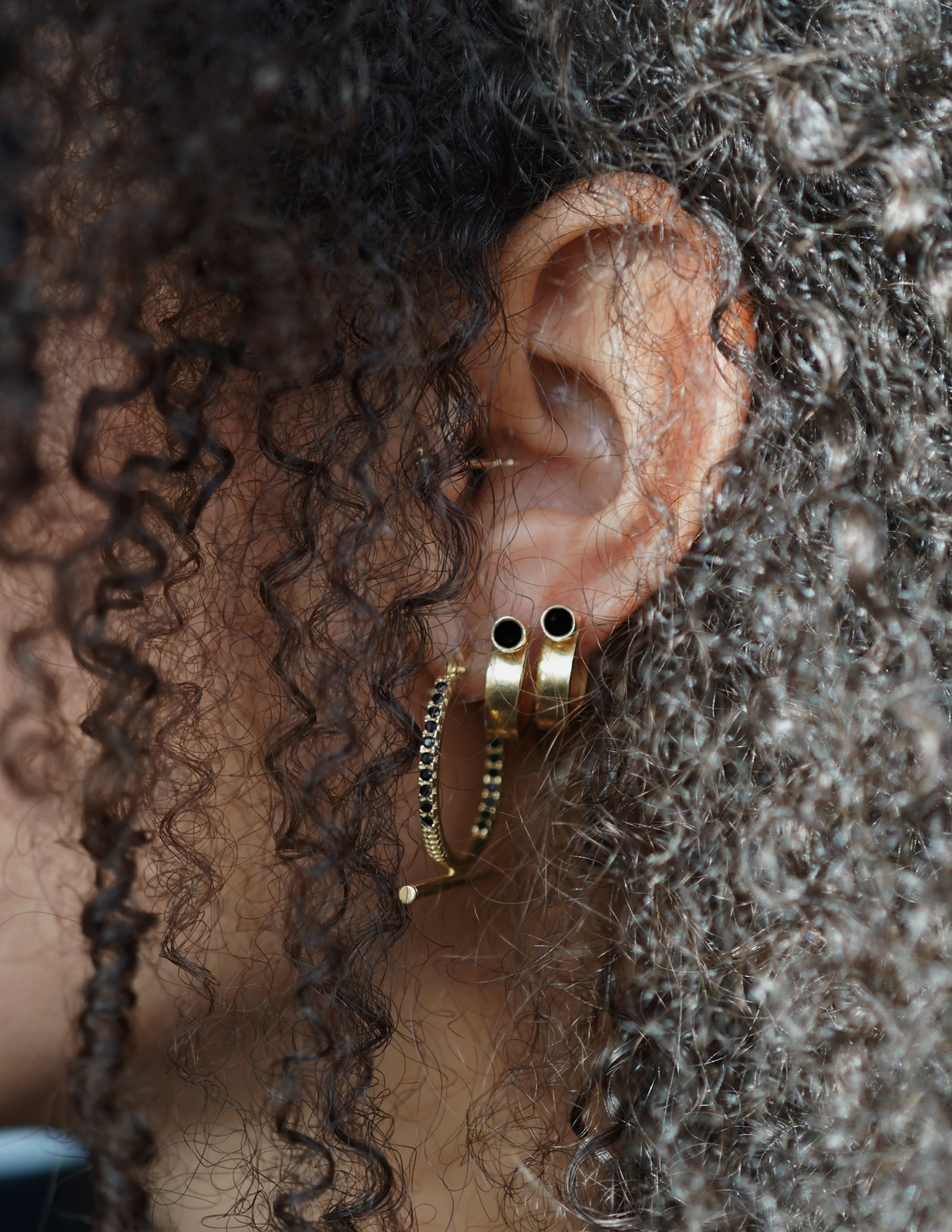Rae Onyx Earring <br>Gold Vermeil