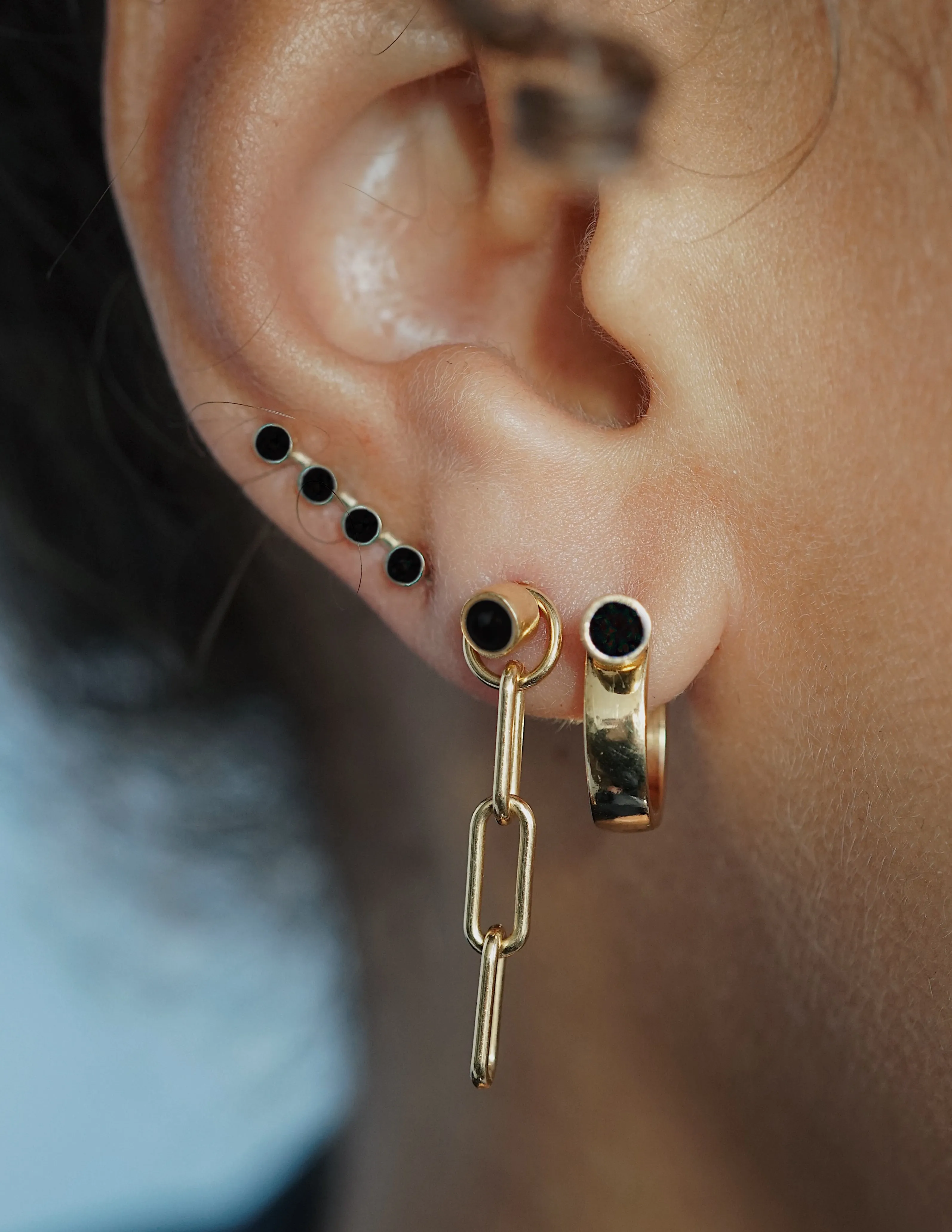 Rae Onyx Earring <br>Gold Vermeil