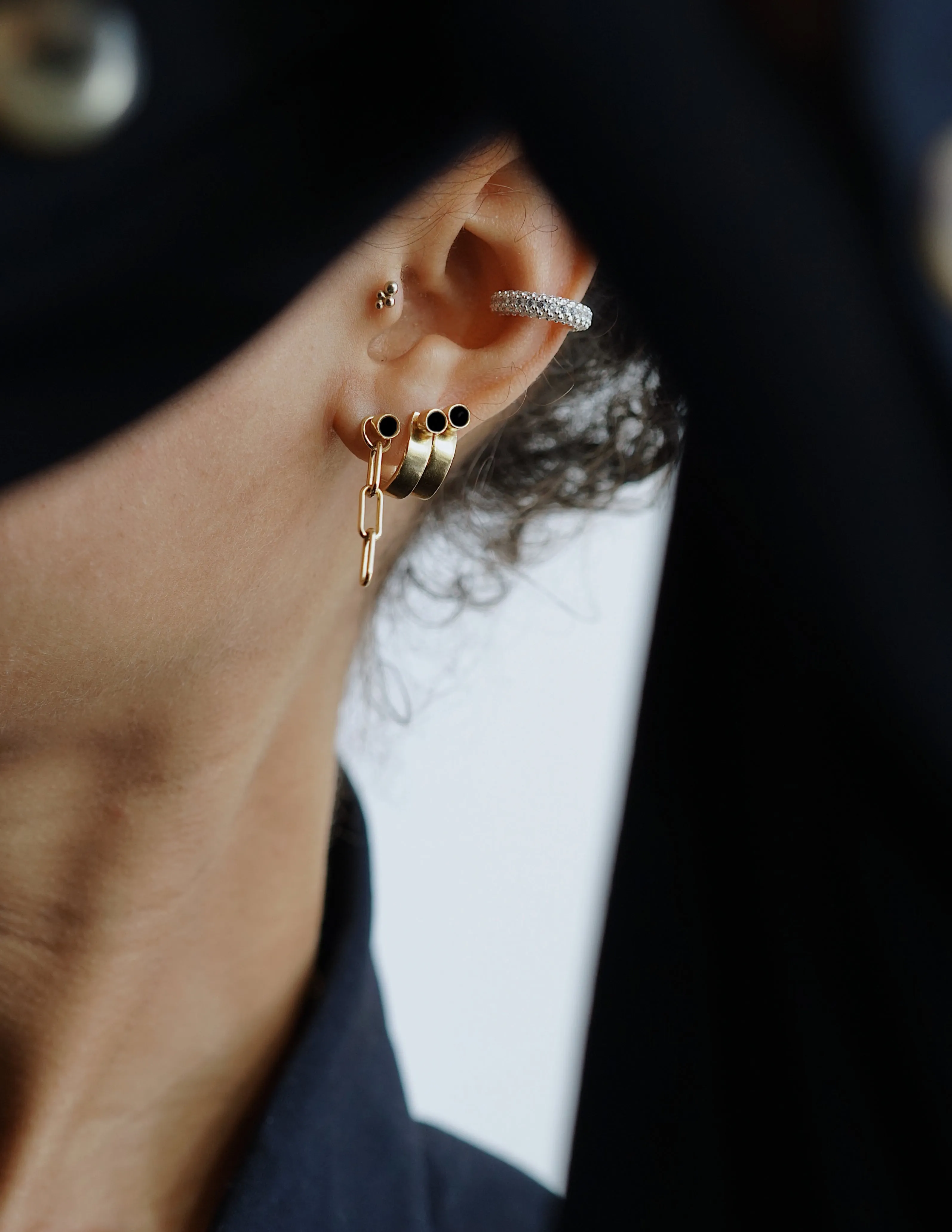 Rae Onyx Earring <br>Gold Vermeil