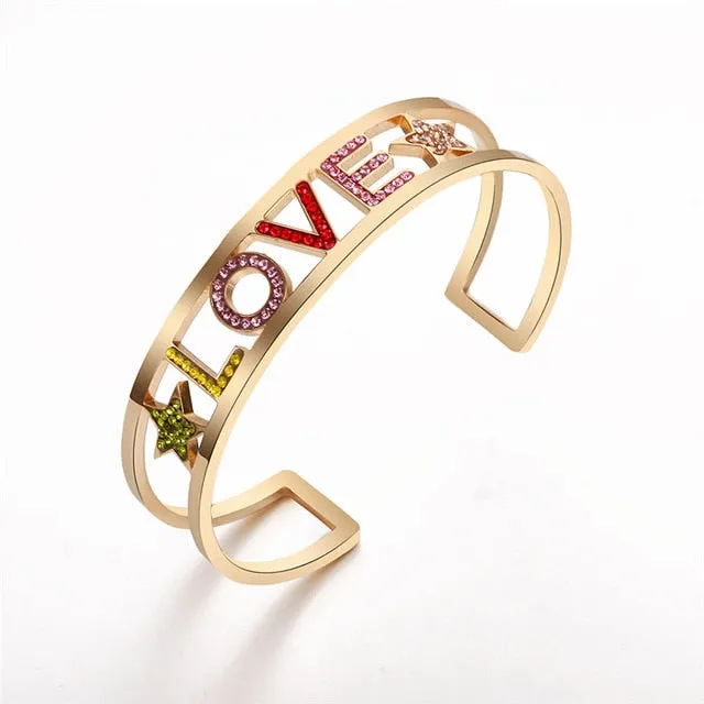 Rainbow Love Letter Cuff Bracelet