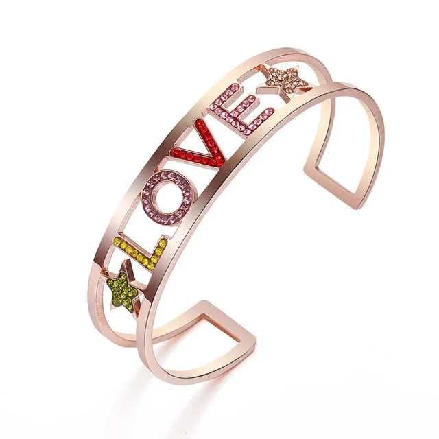 Rainbow Love Letter Cuff Bracelet