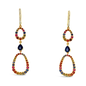 Rainbow Sapphire Dangle Earrings