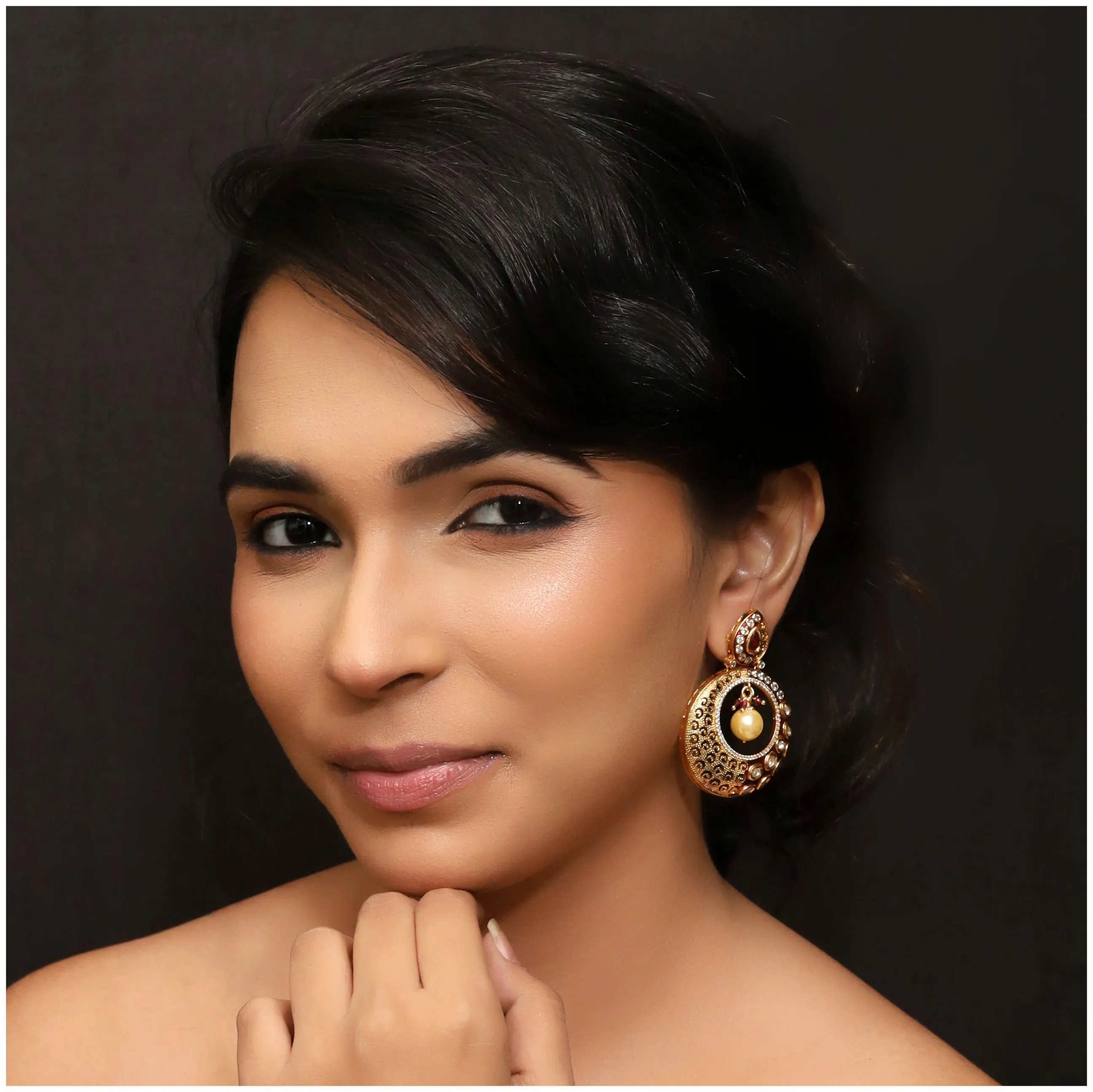 Red Kundan Chandbali 7421-0881