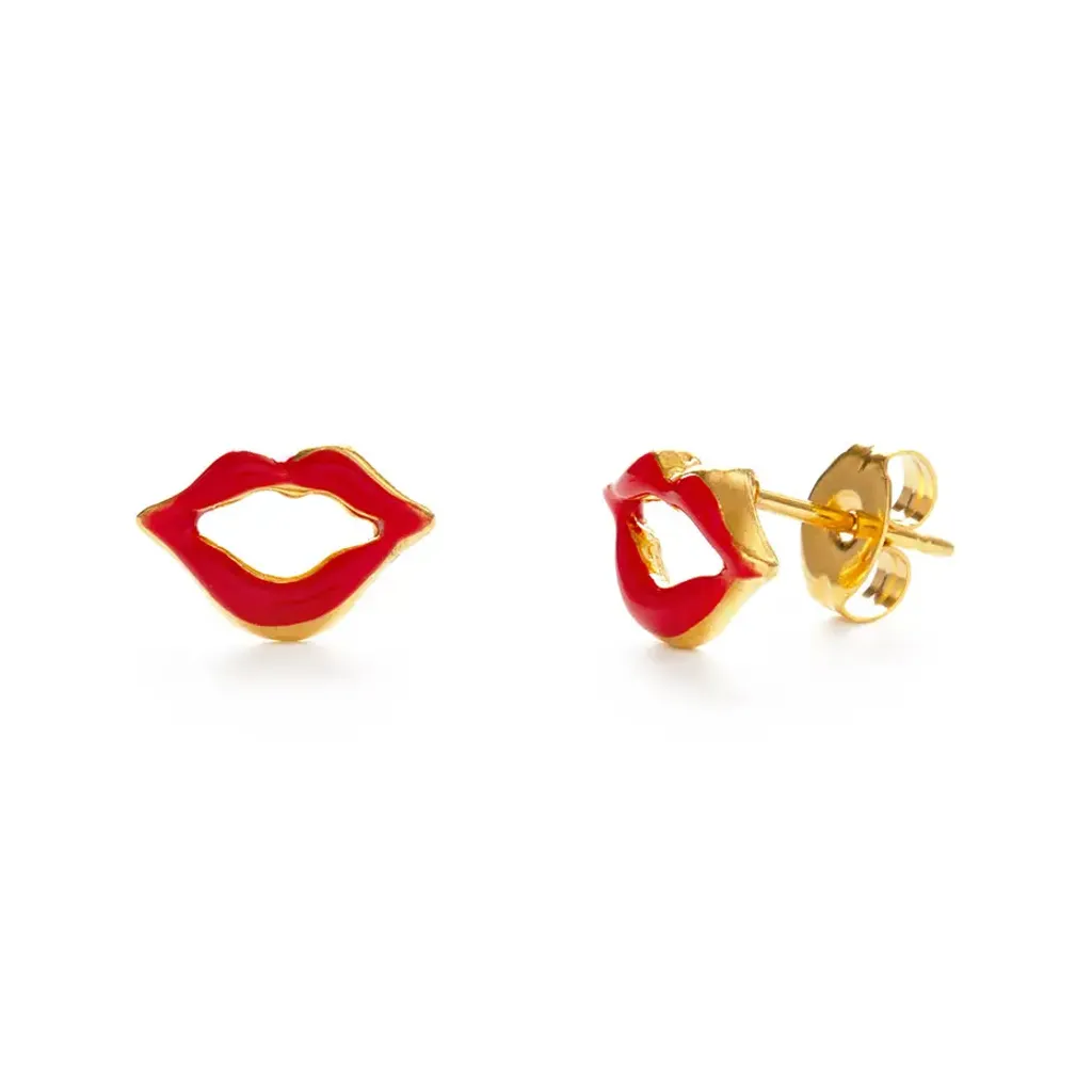 Red Lip Stud Earrings