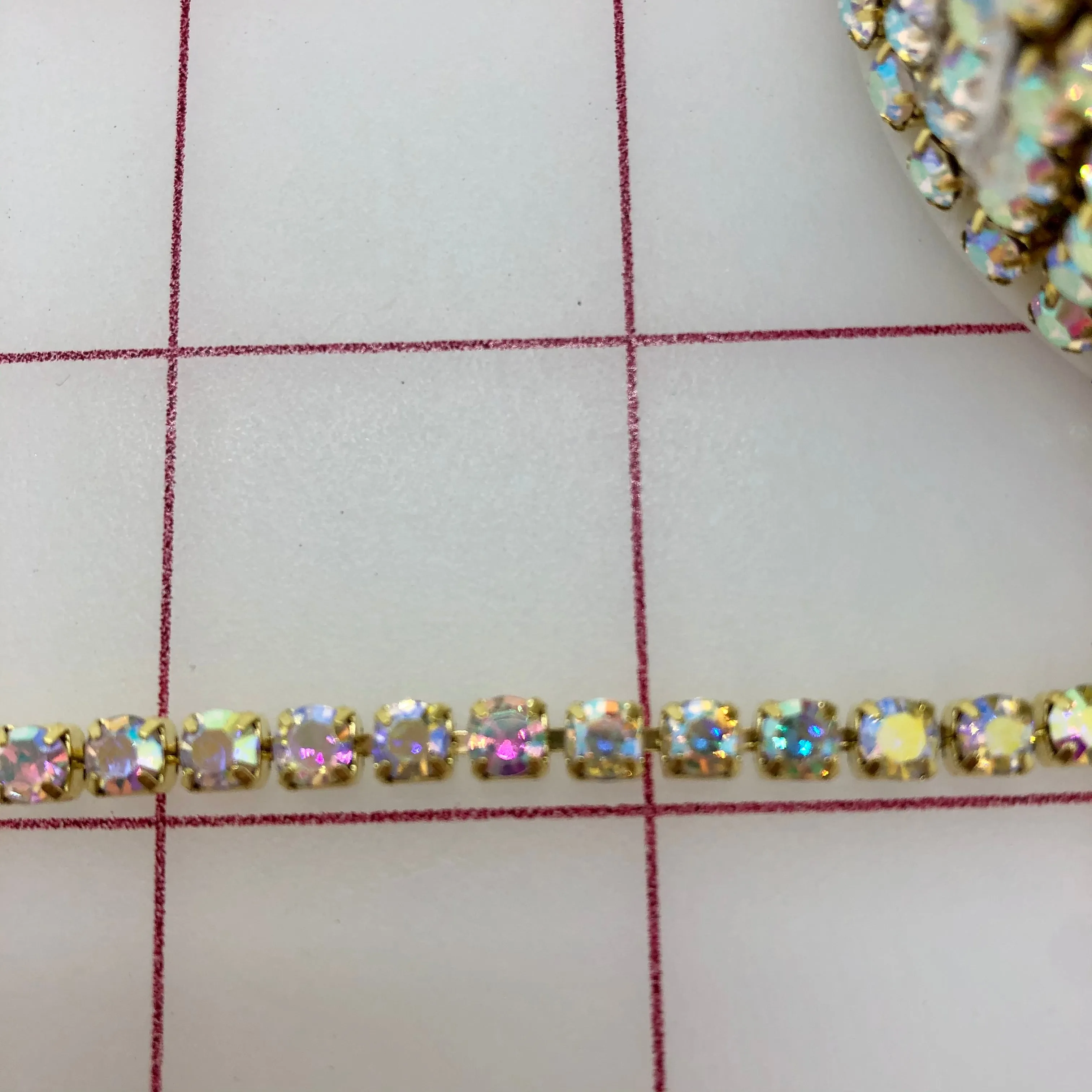 Rhinestone Trim - Cup Chain 18ss Crystal AB on Gold