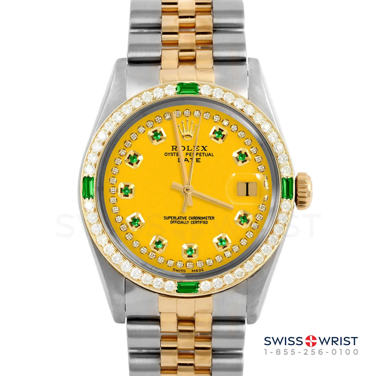 Rolex Date 34mm | 1500-TT-YLW-STRE-4EMD-JBL
