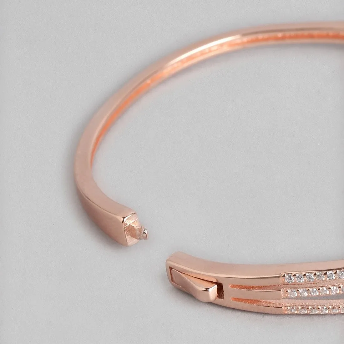 Rose Gold Plated CZ-Studded 925 Sterling Silver Bracelet