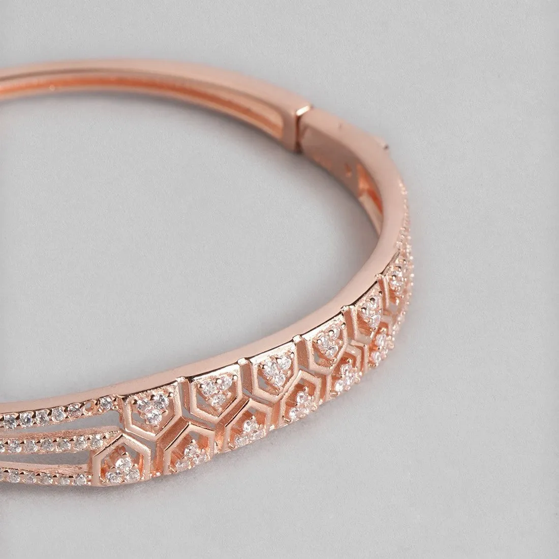 Rose Gold Plated CZ-Studded 925 Sterling Silver Bracelet