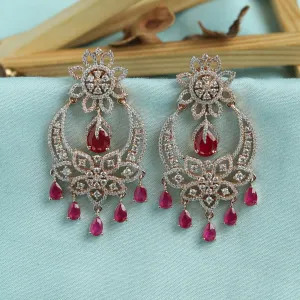 Rose Gold Plated Ruby Zircon/AD Chandbali 18386-5568