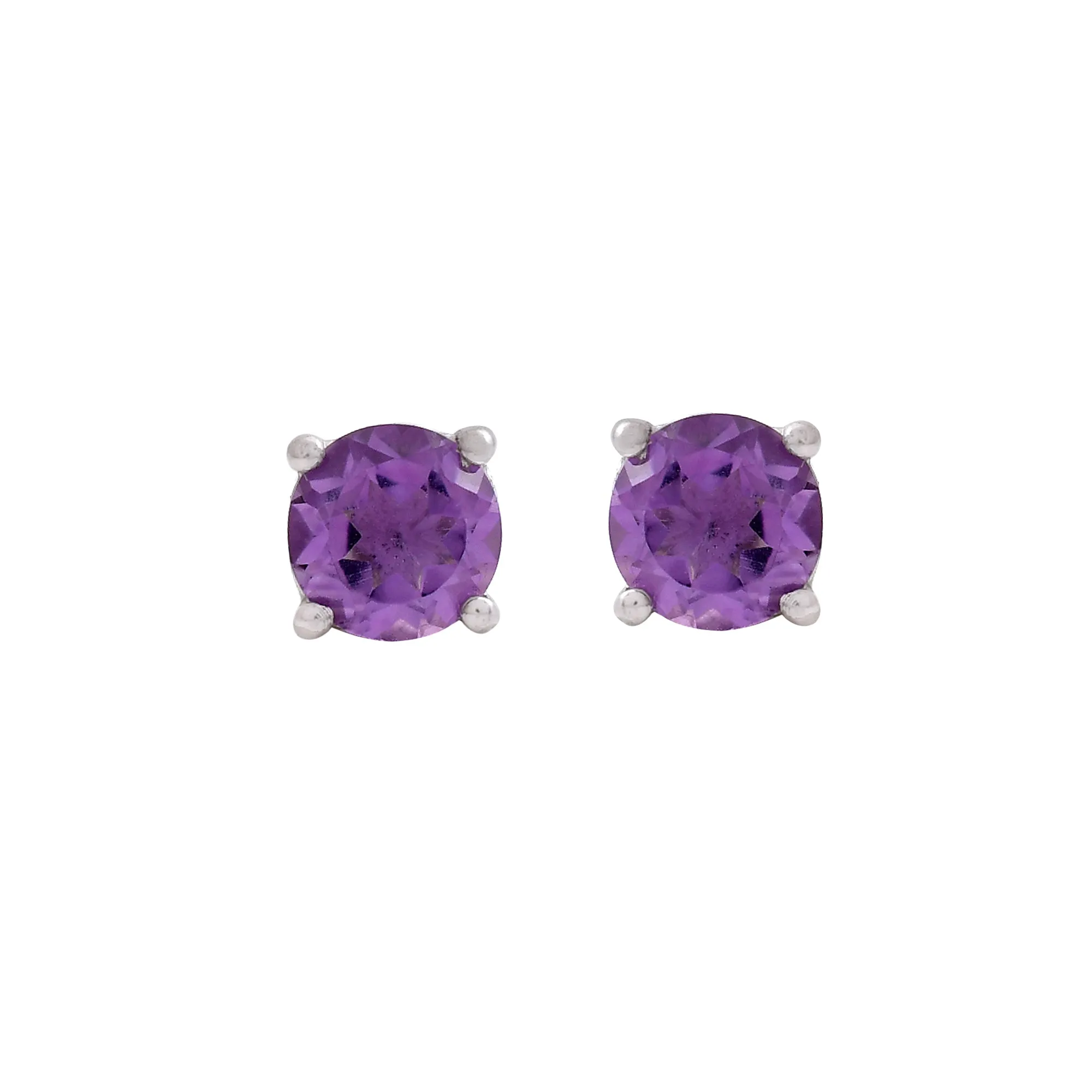 Round Amethyst Studs Earrings