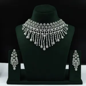 Round Neck Zircon/AD Necklace Set 10783-69