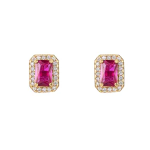 Ruby and CZ Stud Earrings
