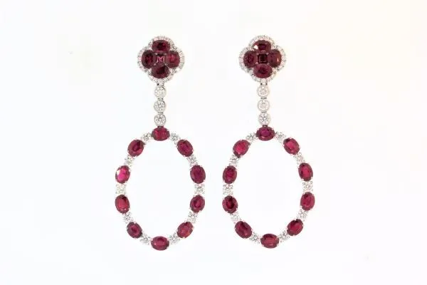 Ruby and diamond drop earring (SKU E008)