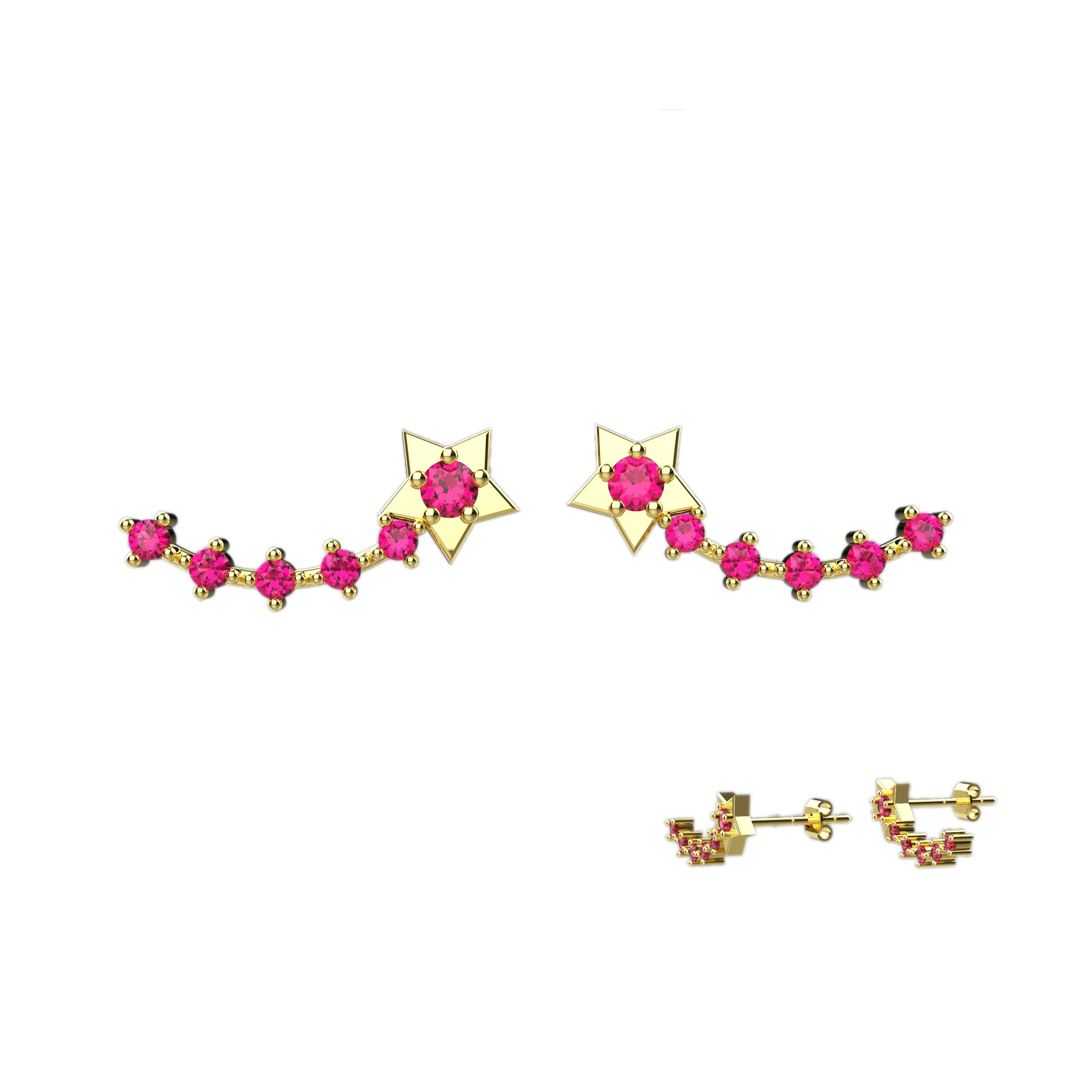 Ruby Gems Star Stud Ear Climber