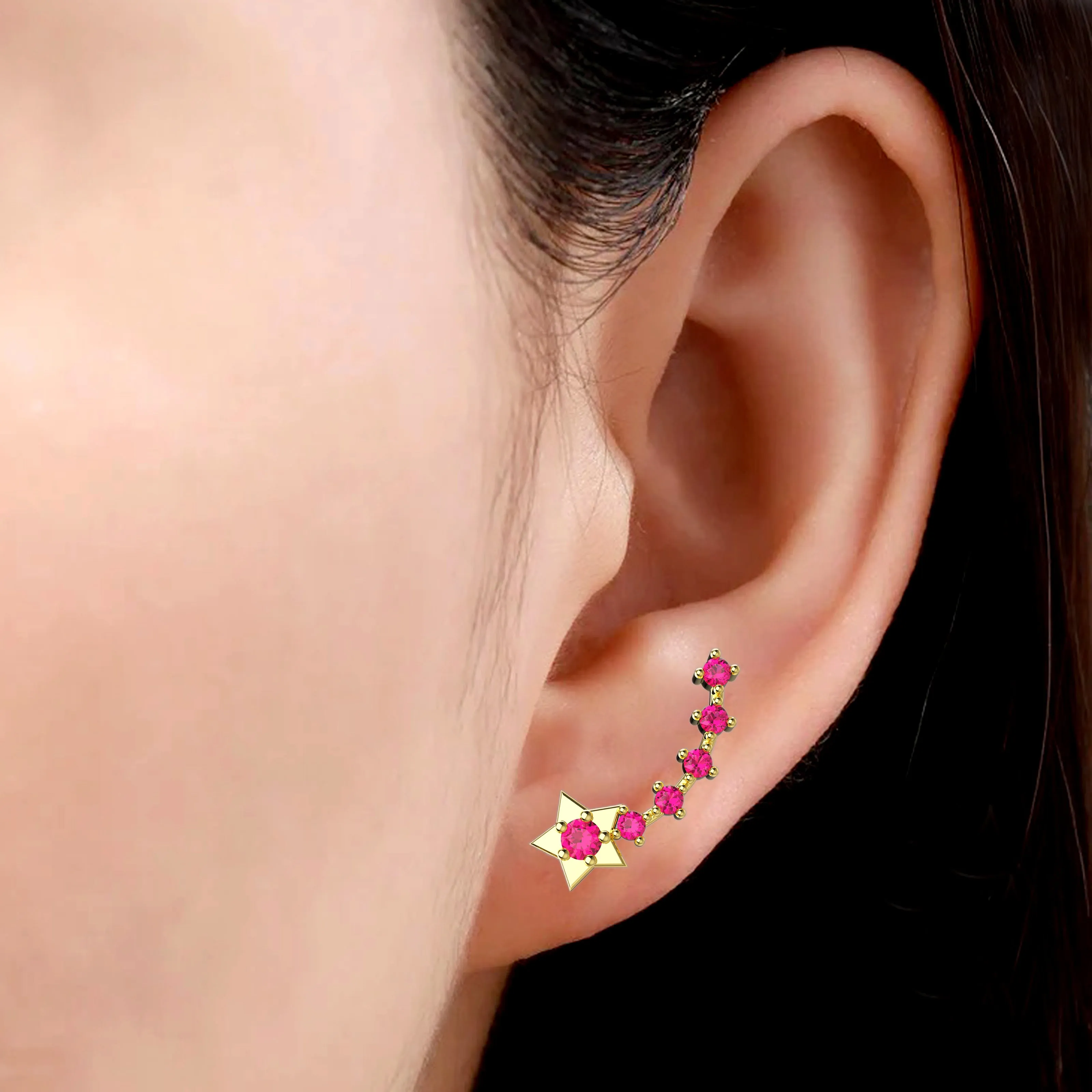 Ruby Gems Star Stud Ear Climber