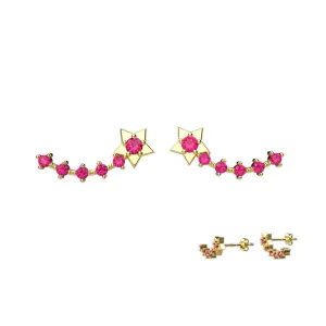 Ruby Gems Star Stud Ear Climber