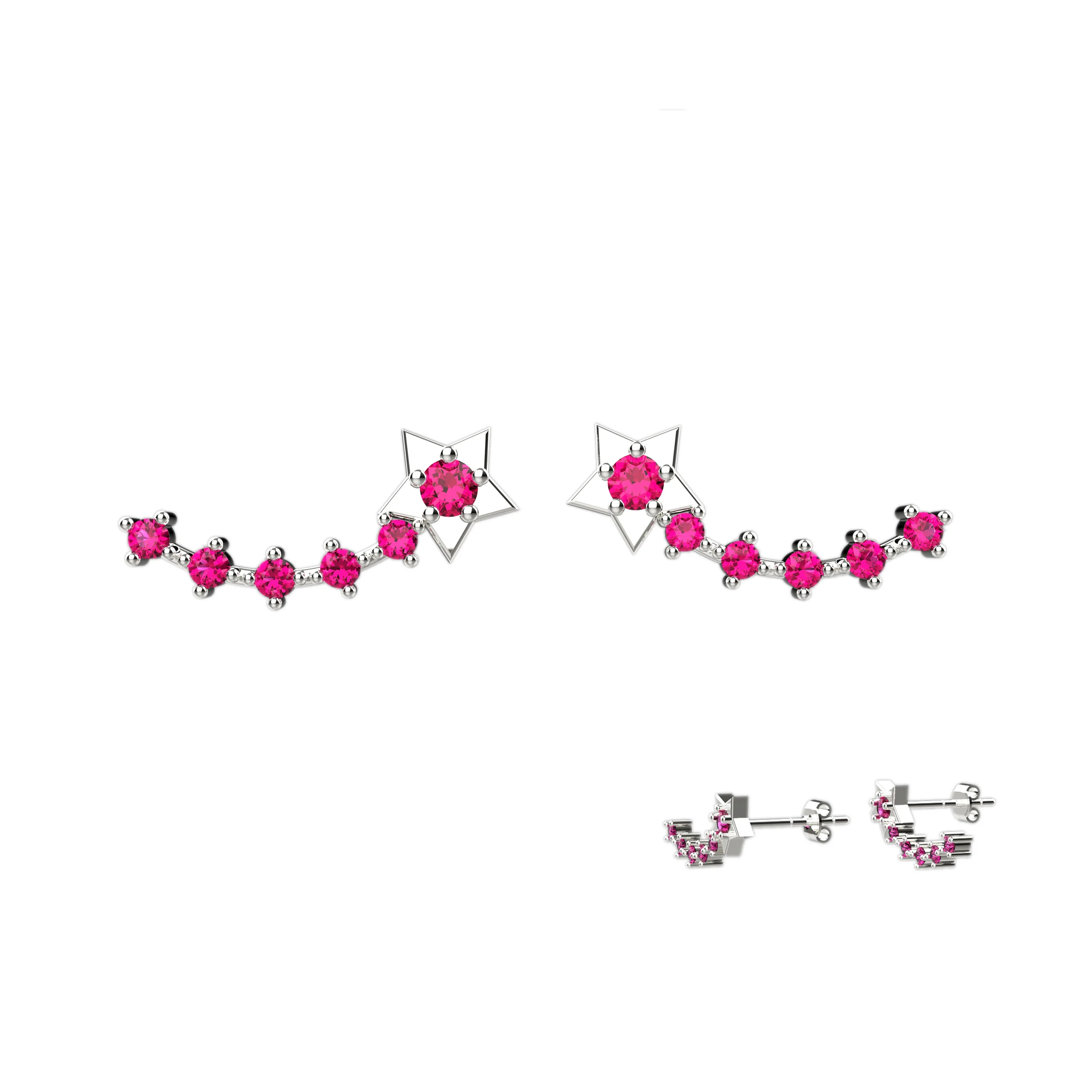Ruby Gems Star Stud Ear Climber