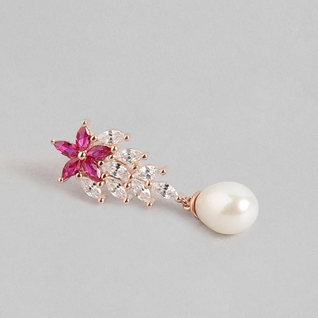 Ruby Pearl Drop 925 Sterling Silver Earrings