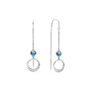 Santorini Threader Earrings with London Blue Topaz