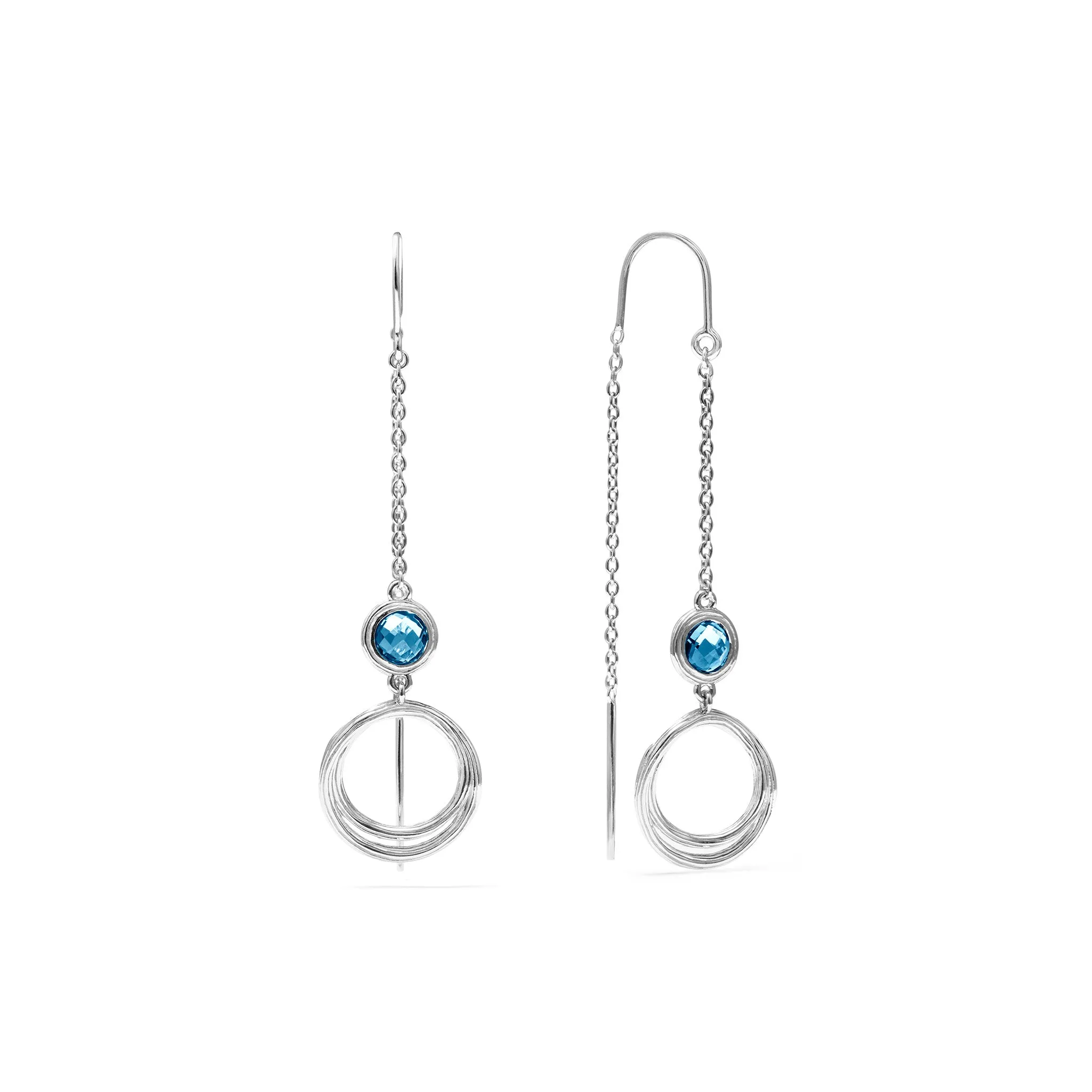 Santorini Threader Earrings with London Blue Topaz