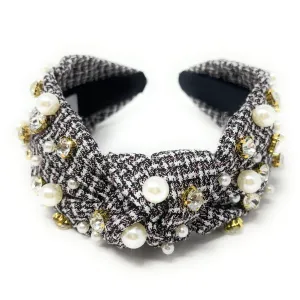 Sarah Plaid Jeweled Knot Headband