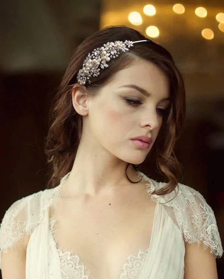 SassB Sofia Pearl and Crystal Hair Band Tiara