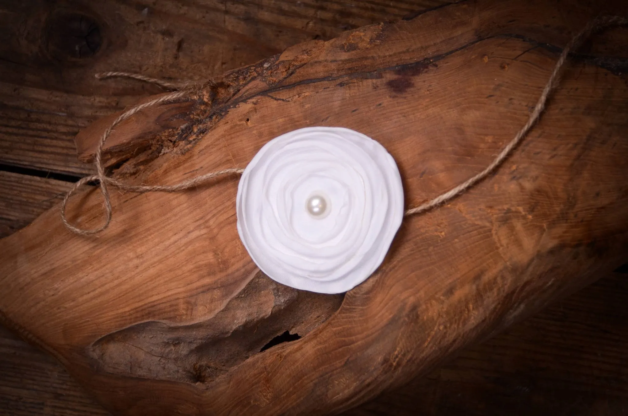 Satin Flower Headband - White