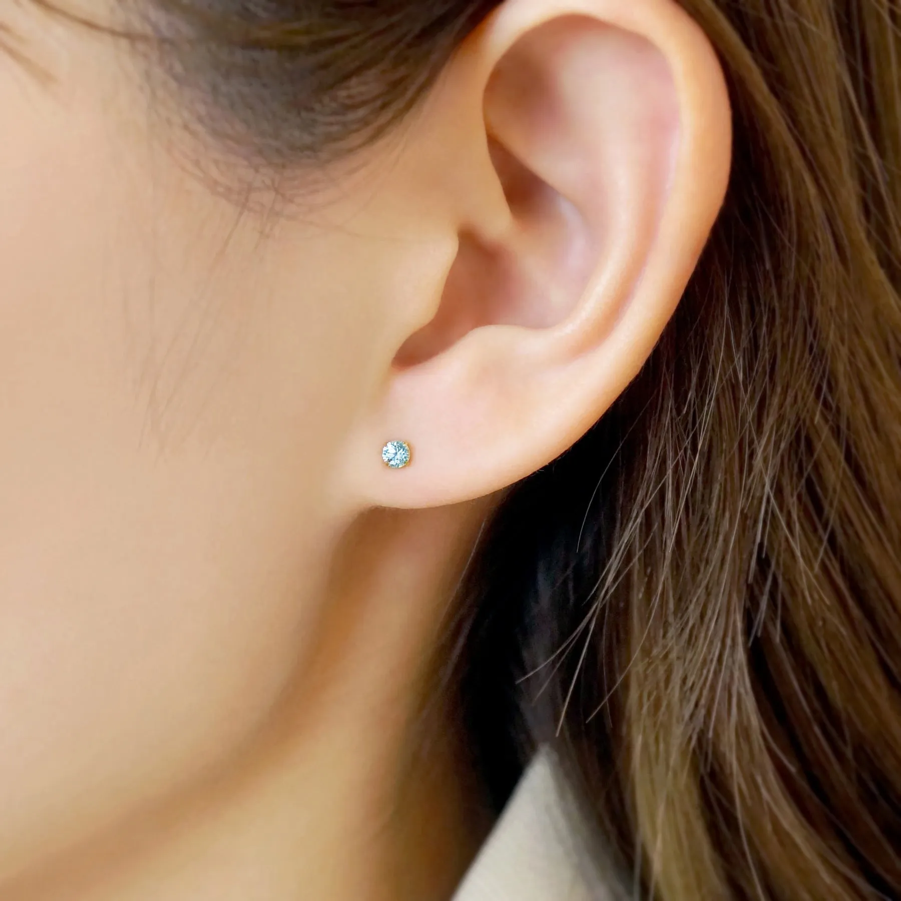 [Second Earrings] 18K Yellow Gold Blue Zircon Earrings