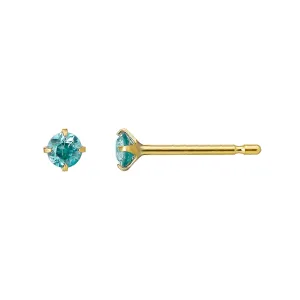 [Second Earrings] 18K Yellow Gold Blue Zircon Earrings