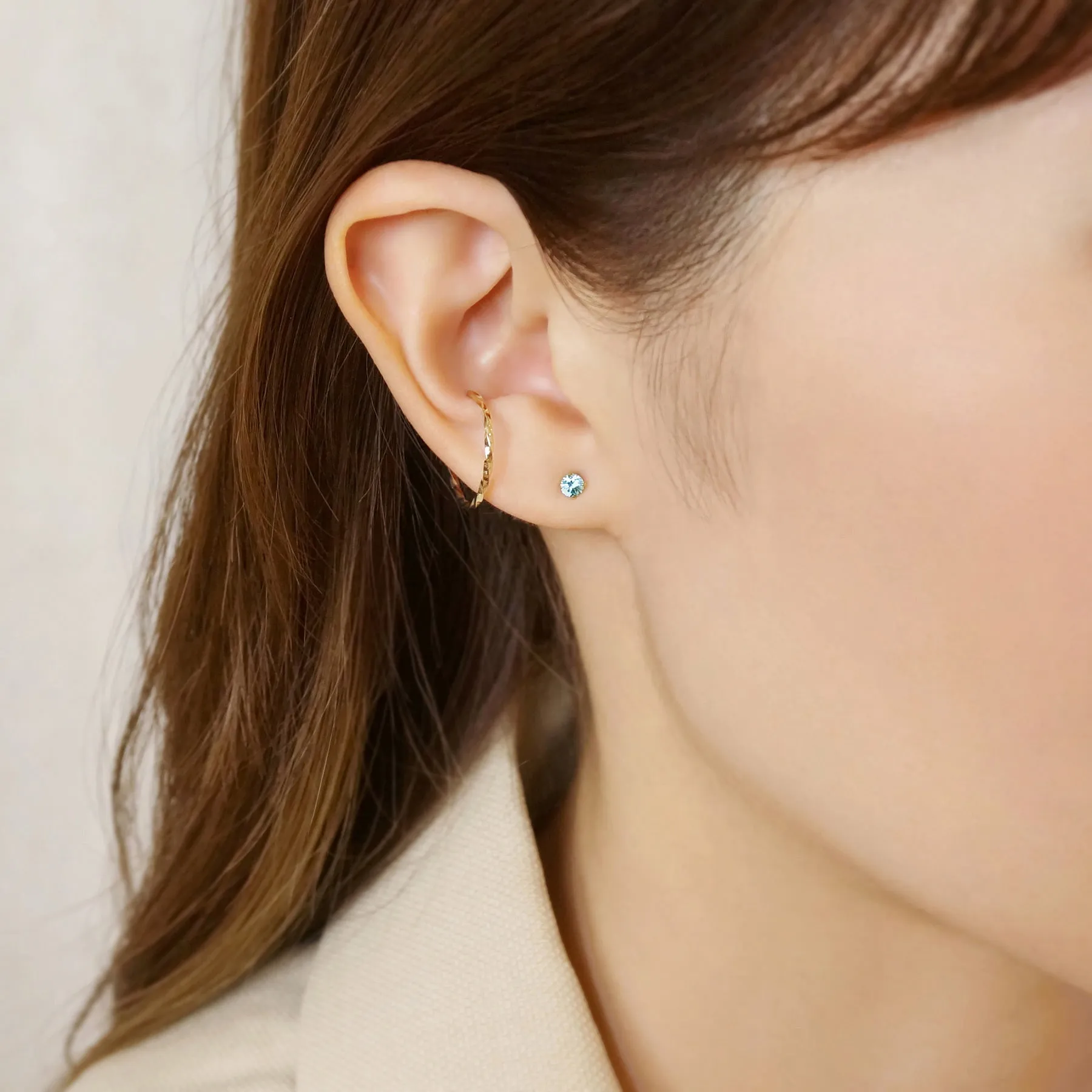 [Second Earrings] 18K Yellow Gold Blue Zircon Earrings