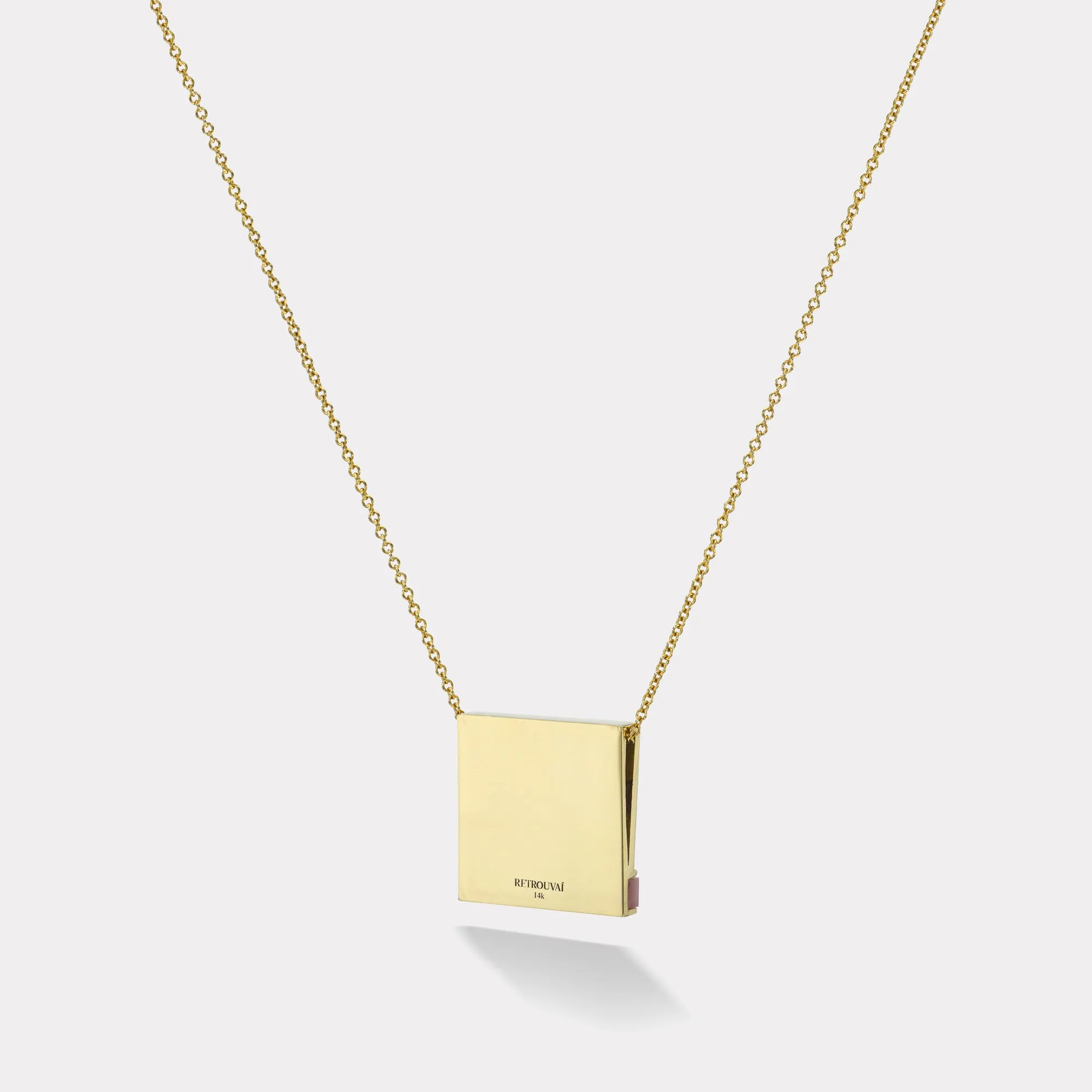 Signature Matchbook Pendant- Pink Opal