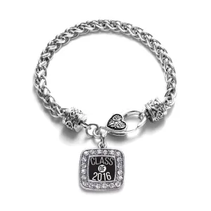 Silver Class of 2016 Square Charm Braided Bracelet