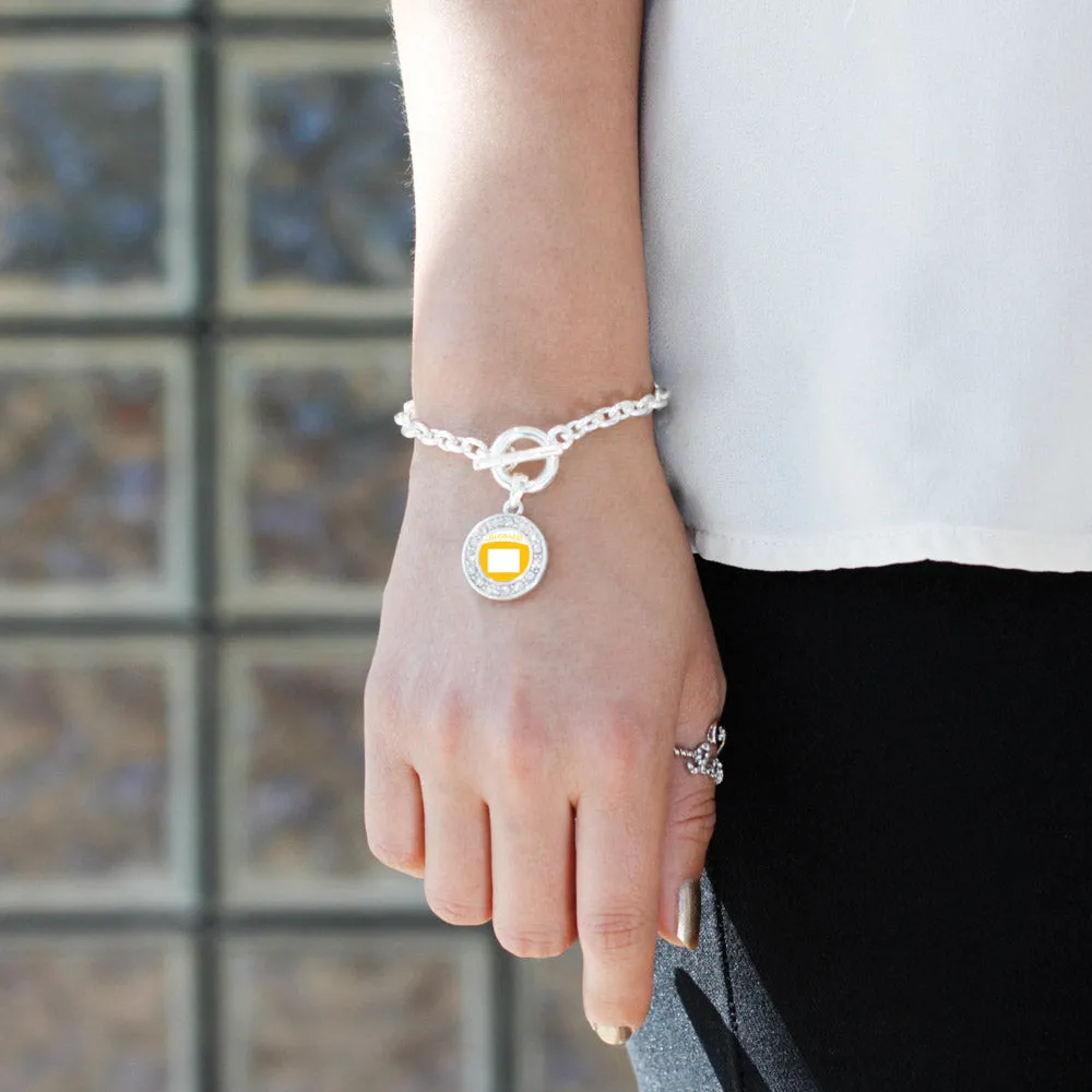 Silver Colorado Outline Circle Charm Toggle Bracelet