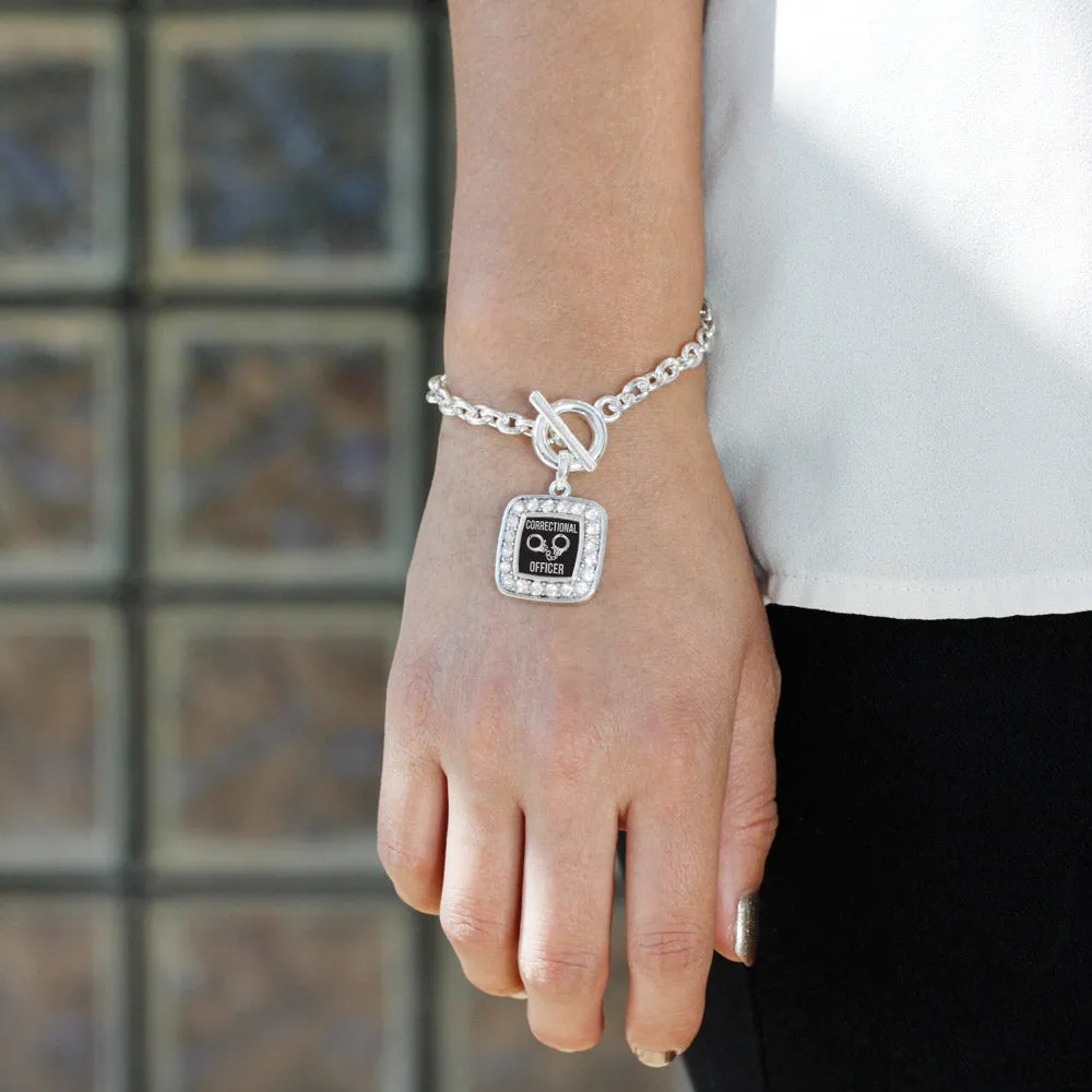 Silver Correctional Officer Square Charm Toggle Bracelet
