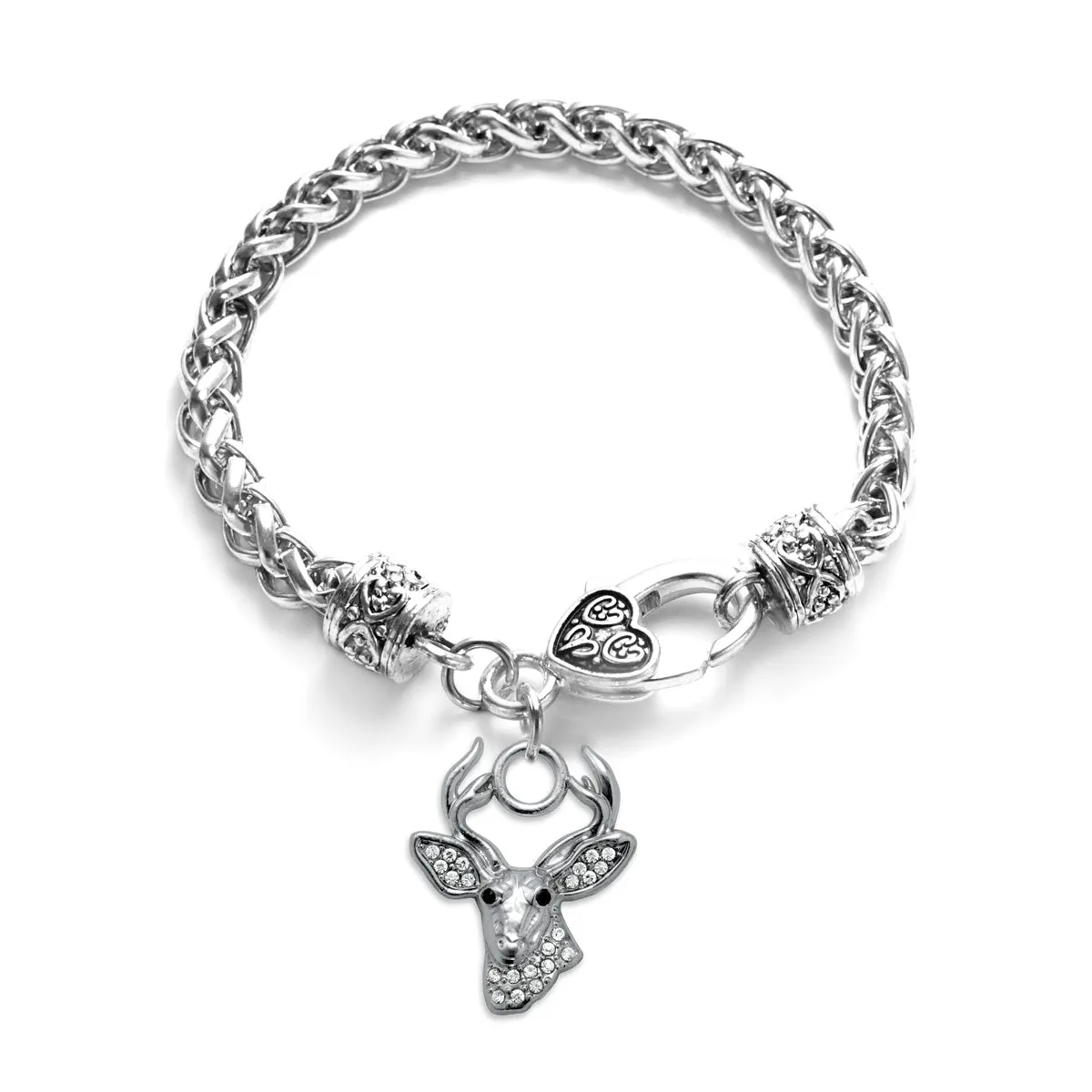 Silver Deer Charm Braided Bracelet