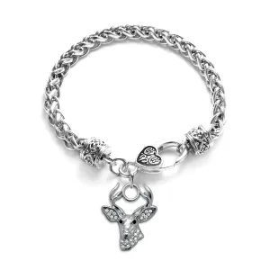 Silver Deer Charm Braided Bracelet