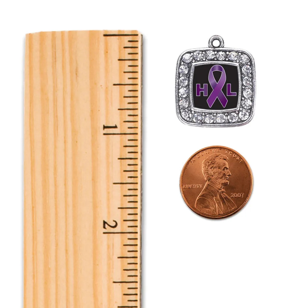 Silver Hodgkin's Lymphoma Support Square Charm Braided Bracelet