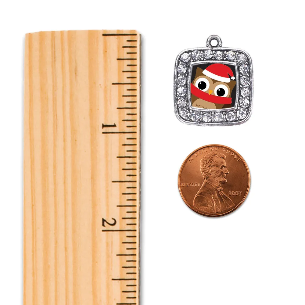Silver Holiday Hoot Square Charm Toggle Bracelet
