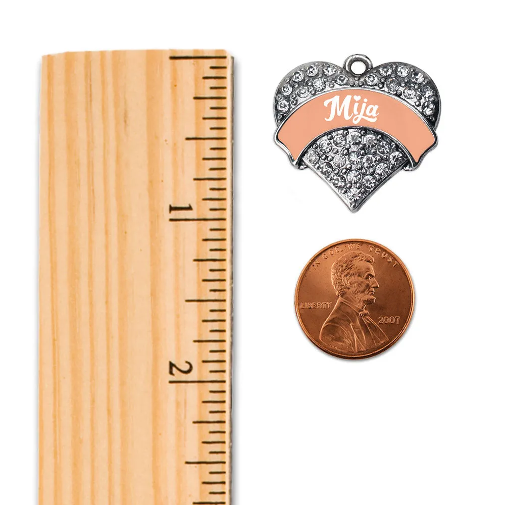 Silver Peach Mija Pave Heart Charm Toggle Bracelet