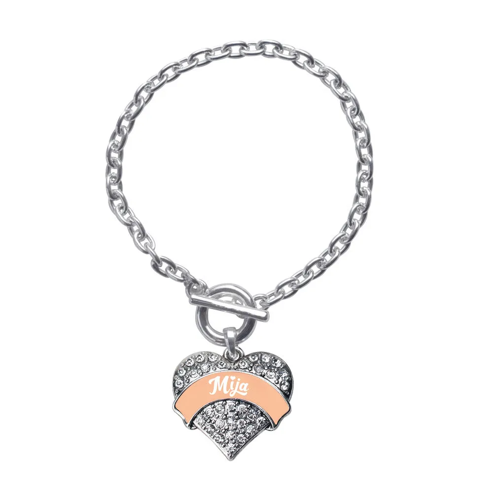 Silver Peach Mija Pave Heart Charm Toggle Bracelet