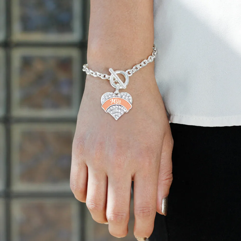 Silver Peach Mija Pave Heart Charm Toggle Bracelet