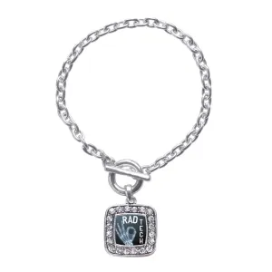 Silver Rad Tech Square Charm Toggle Bracelet