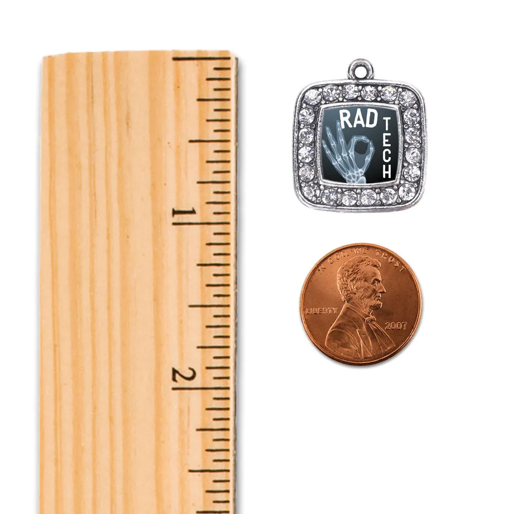 Silver Rad Tech Square Charm Toggle Bracelet