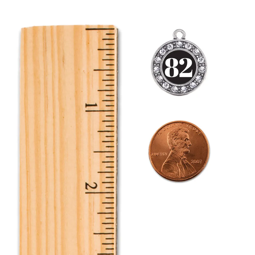 Silver Softball - Sports Number 82 Circle Charm Toggle Bracelet