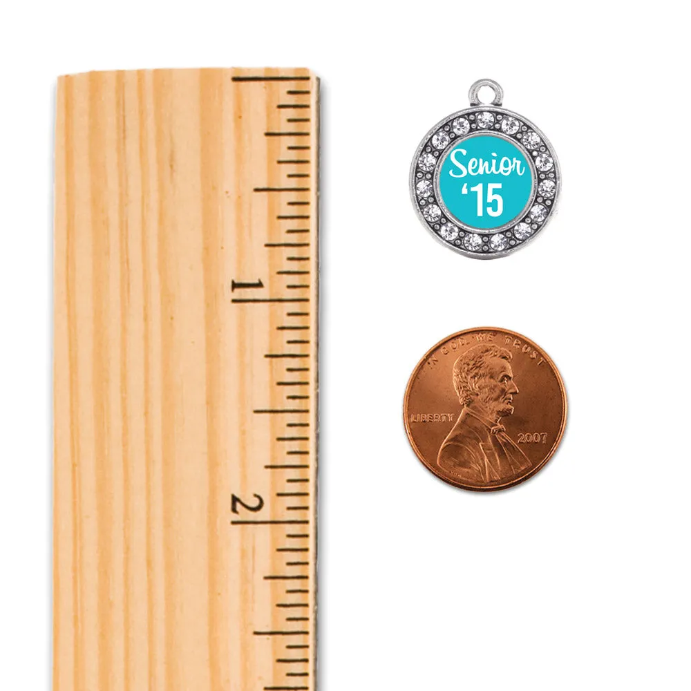 Silver Teal Senior '15 Circle Charm Braided Bracelet