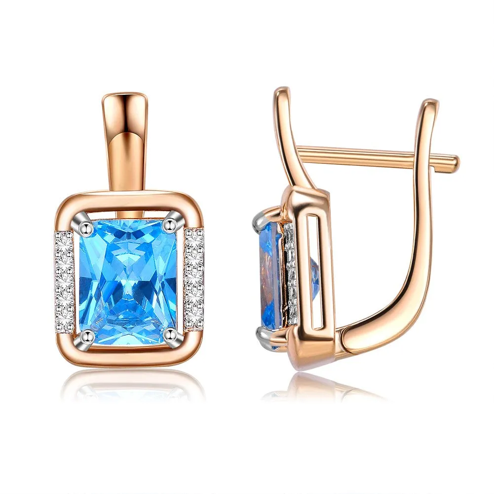SKMEI KZCE287 Cerule Blue Rectangle Earrings Studs for Women