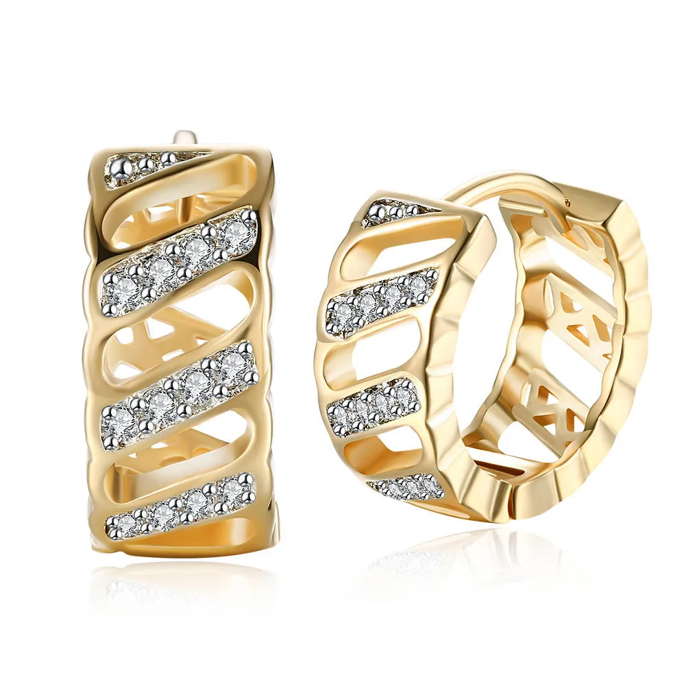 SKMEI LKN038 Simple Round Earrings Hoops w/ Hollow Pattern
