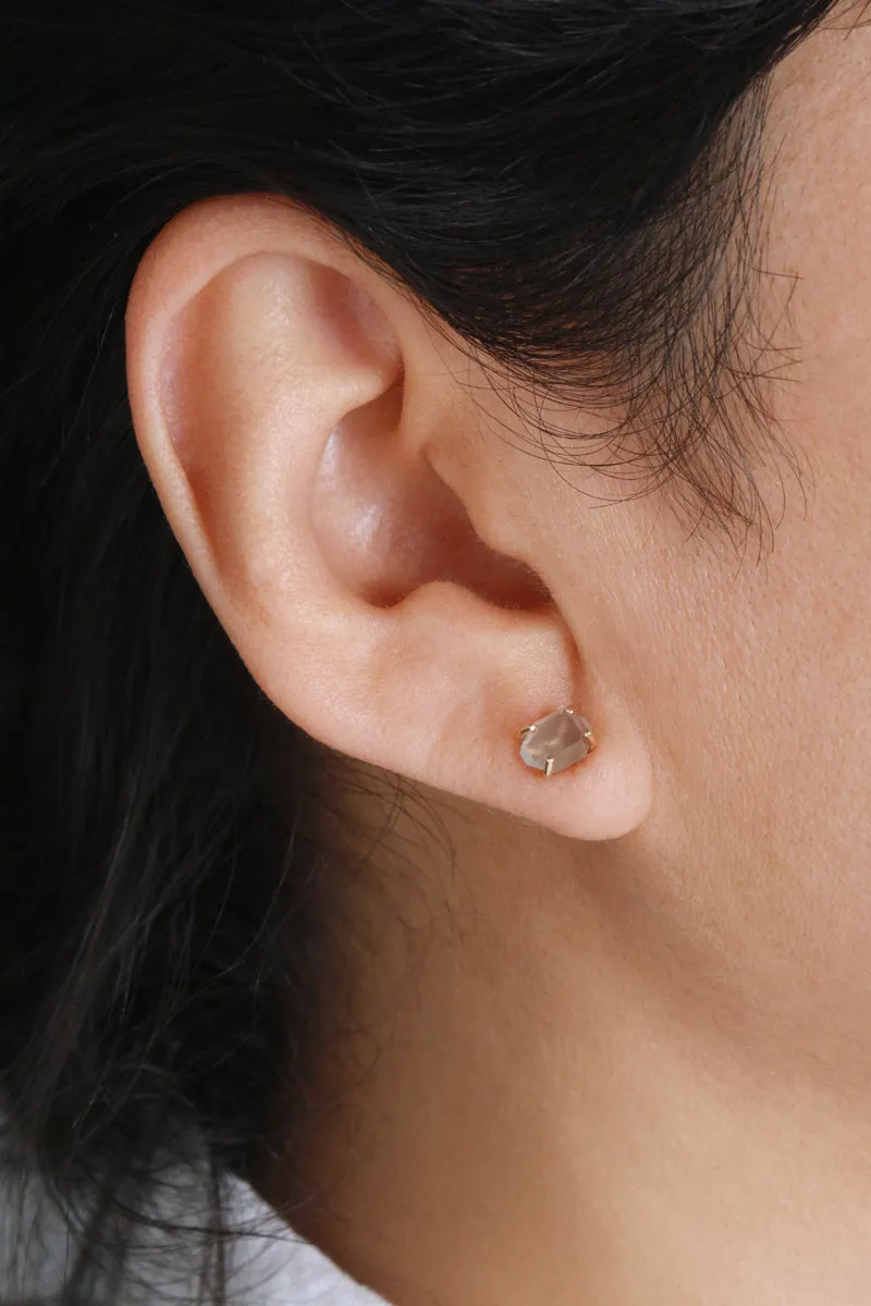 Small Prong set Herkimer cut Aquamarine Stud Earrings